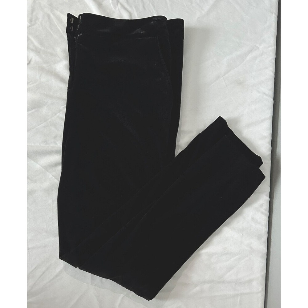 Diane Von Furstenberg Womens Sz 10 Black Velvet Tapered Leg Pants Flat Front Zip